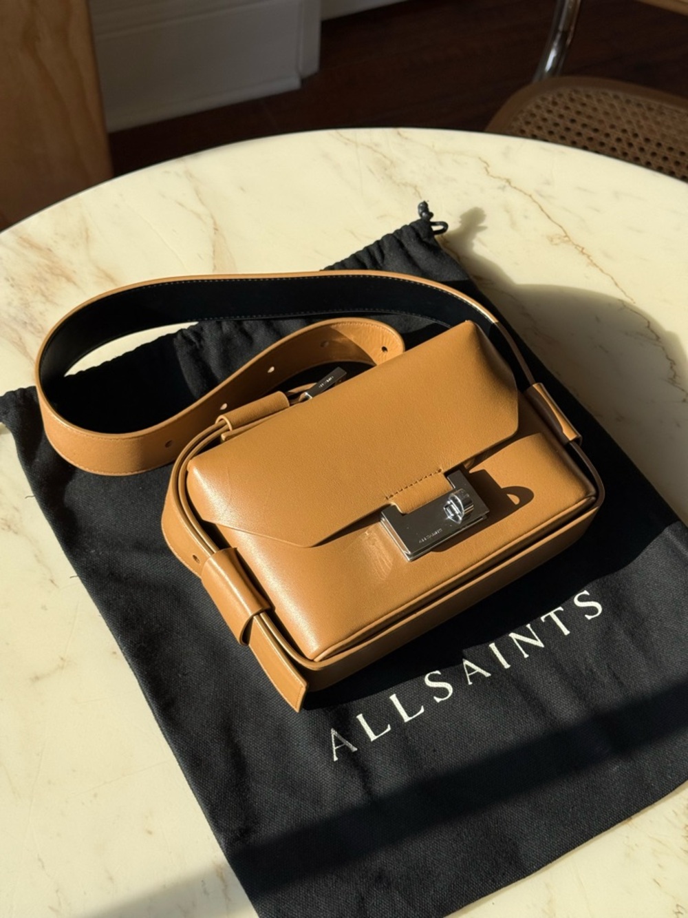 AllSaints Frankie Tan Leather Crossbody and Belt Bag